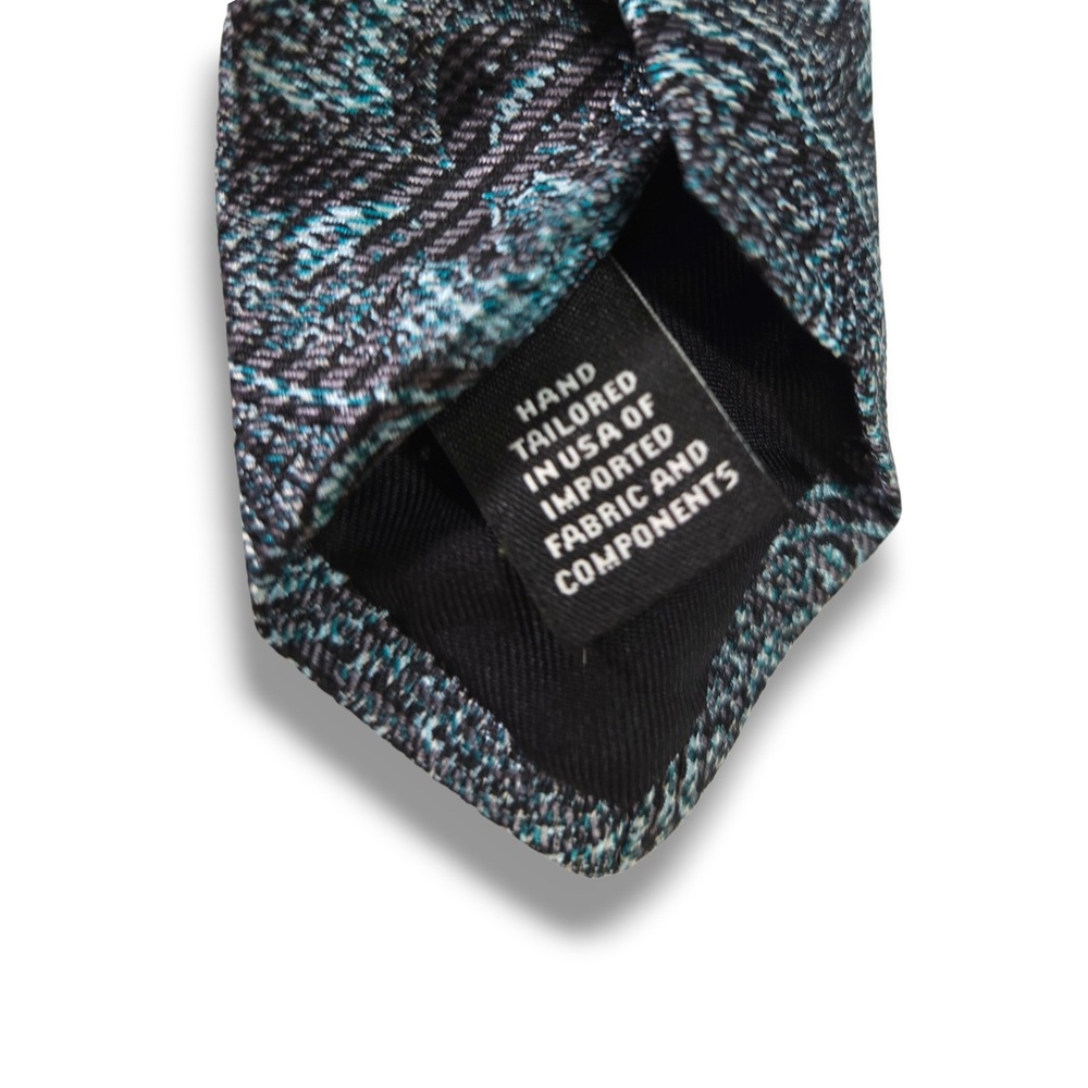 Murano Silk Jacquard Necktie Paisley Teal Black Classic Designer OS - Picture 3 of 4